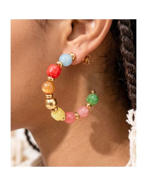 Boucles d'oreilles Bolas Steel doré/multicolore