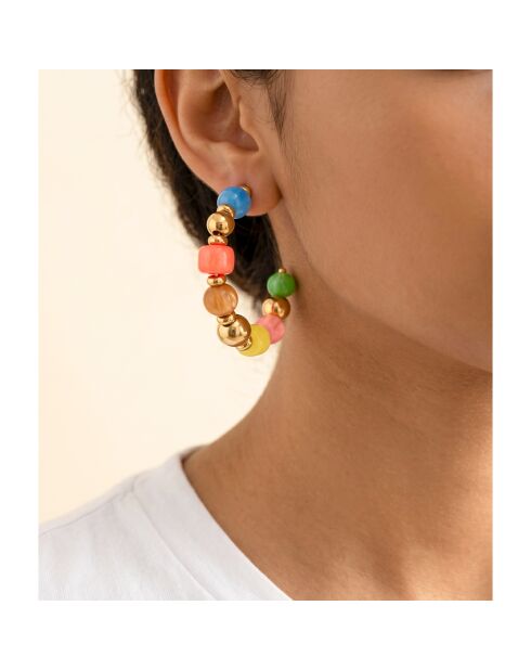 Boucles d'oreilles Bolas Steel doré/multicolore