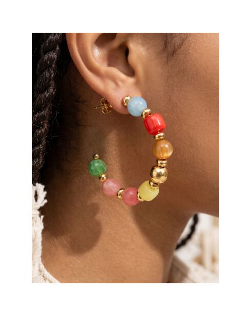 Boucles d'oreilles Bolas Steel doré/multicolore