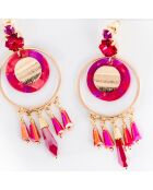 Boucles d'oreilles Pentagona doré/rouge cerise