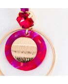 Boucles d'oreilles Pentagona doré/rouge cerise