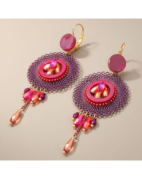 Boucles d'oreilles Prunella Cereza doré/prune
