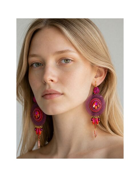 Boucles d'oreilles Prunella Cereza doré/prune