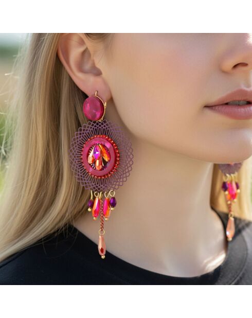 Boucles d'oreilles Prunella Cereza doré/prune
