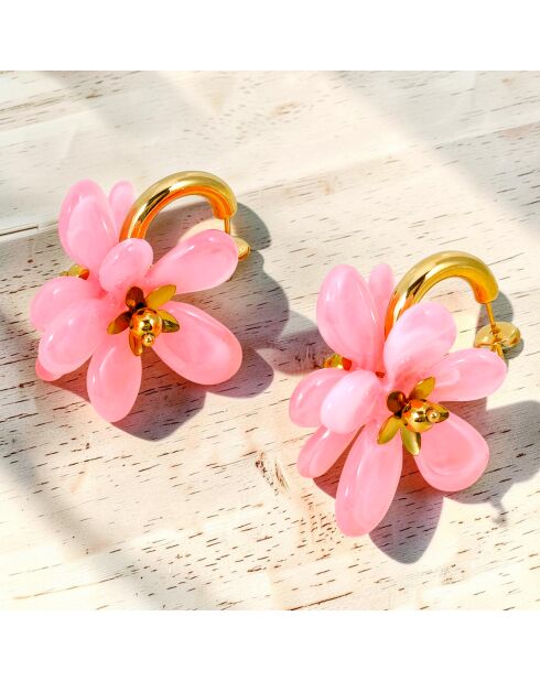 Boucles d'oreilles Tiare Flower Steel doré/rose