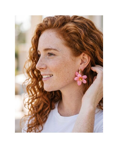 Boucles d'oreilles Tiare Flower Steel doré/rose