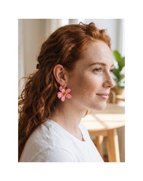 Boucles d'oreilles Tiare Flower Steel doré/rose