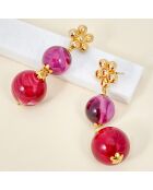 Boucles d'oreilles Ozane doré/rouge