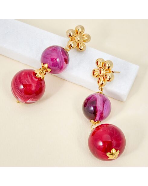 Boucles d'oreilles Ozane doré/rouge