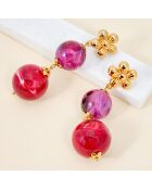 Boucles d'oreilles Ozane doré/rouge