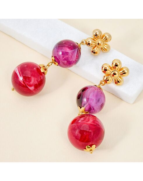 Boucles d'oreilles Ozane doré/rouge
