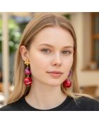 Boucles d'oreilles Ozane doré/rouge