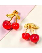 Boucles d'oreilles Amarenito Steel doré/rouge