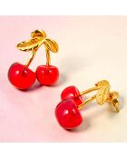 Boucles d'oreilles Amarenito Steel doré/rouge
