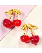 Boucles d'oreilles Amarenito Steel doré/rouge