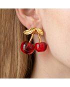 Boucles d'oreilles Amarenito Steel doré/rouge