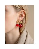 Boucles d'oreilles Amarenito Steel doré/rouge