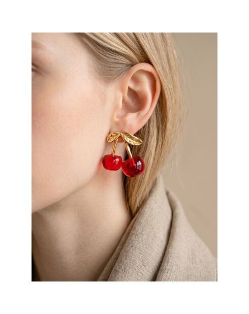Boucles d'oreilles Amarenito Steel doré/rouge