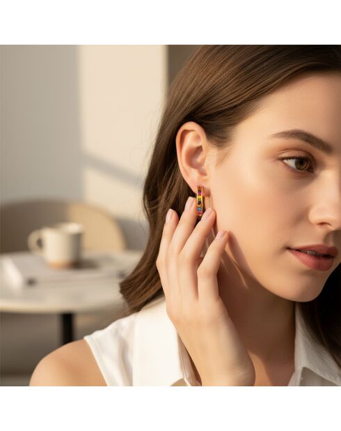 Boucles d'oreilles Oriana Steel doré/multicolore