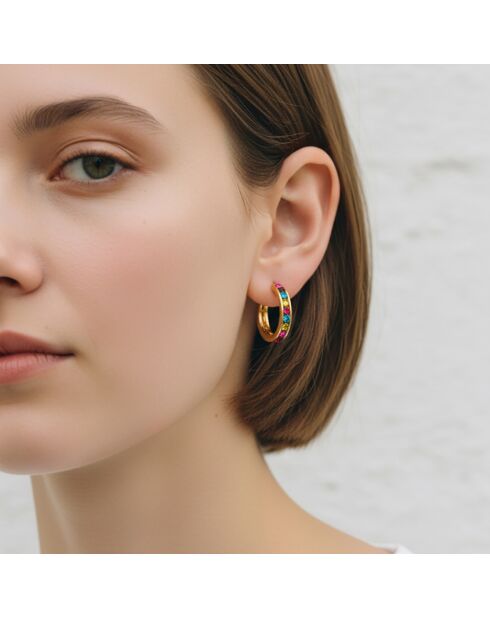 Boucles d'oreilles Oriana Steel doré/multicolore