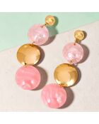 Boucles d'oreilles Mirror Steel doré/rose corail
