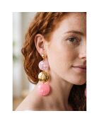 Boucles d'oreilles Mirror Steel doré/rose corail