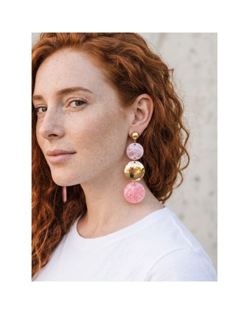 Boucles d'oreilles Mirror Steel doré/rose corail