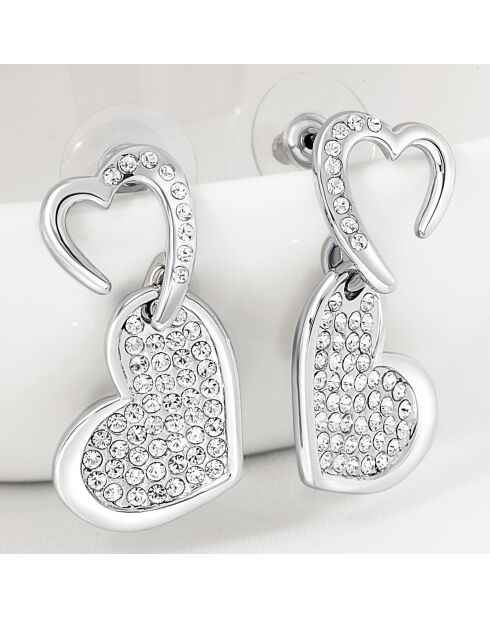 My Love oorbellen zilver/wit