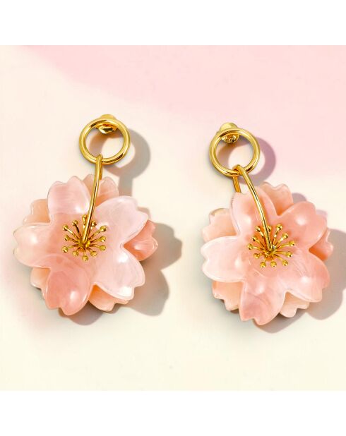 Boucles d'oreilles Clavela Flor Steel doré/beige