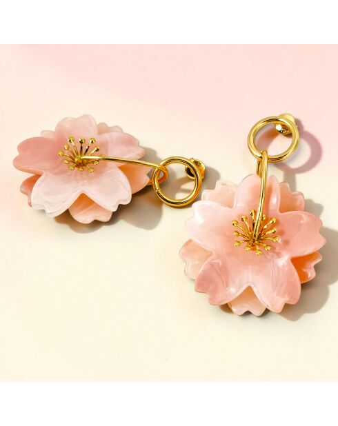 Boucles d'oreilles Clavela Flor Steel doré/beige