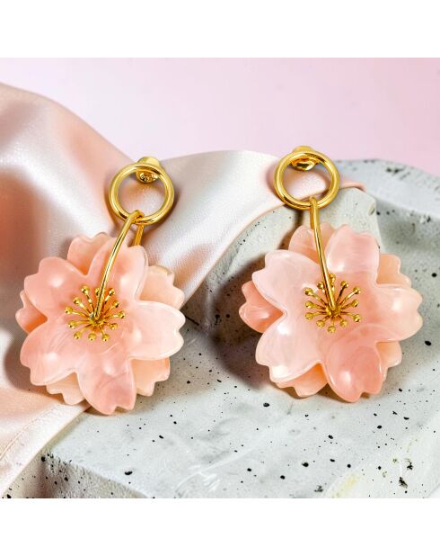 Boucles d'oreilles Clavela Flor Steel doré/beige