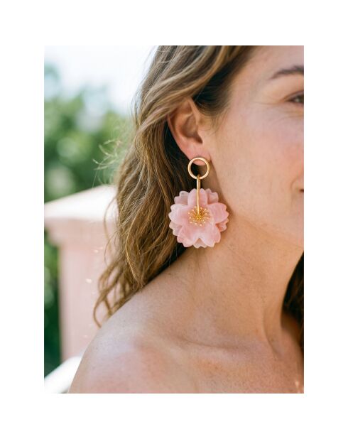 Boucles d'oreilles Clavela Flor Steel doré/beige