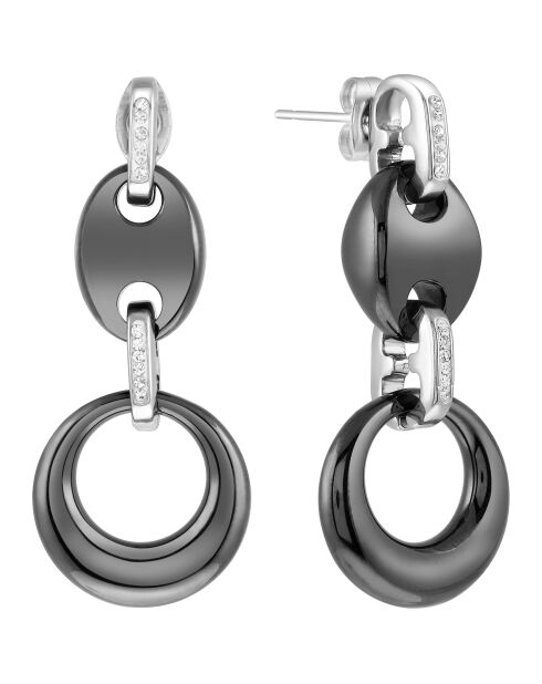 Boucles d'oreilles Cofea argenté/noir