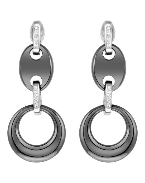 Boucles d'oreilles Cofea argenté/noir
