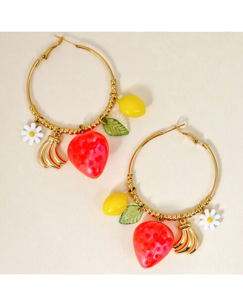 Boucles d'oreilles Fragola Steel doré/multicolore