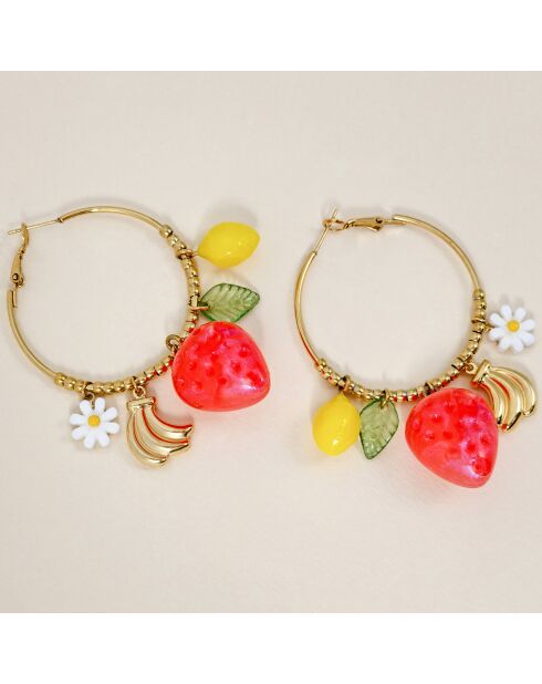 Boucles d'oreilles Fragola Steel doré/multicolore