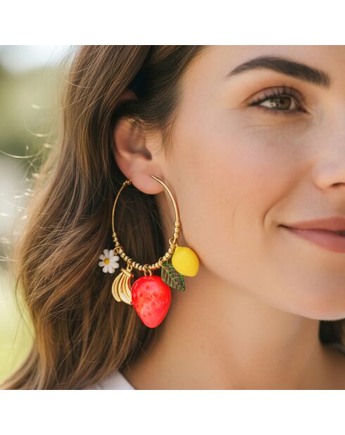 Boucles d'oreilles Fragola Steel doré/multicolore