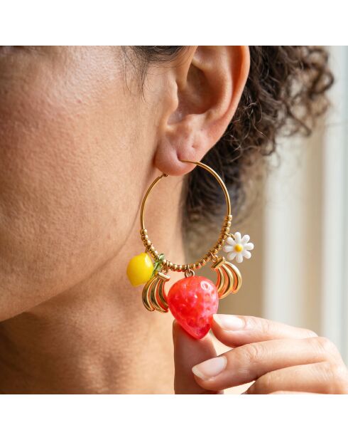 Boucles d'oreilles Fragola Steel doré/multicolore