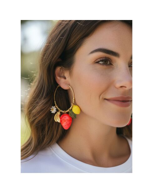 Boucles d'oreilles Fragola Steel doré/multicolore