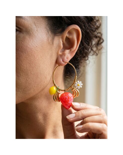 Boucles d'oreilles Fragola Steel doré/multicolore