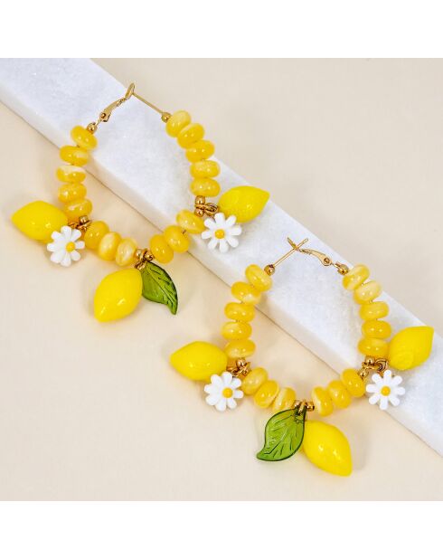 Boucles d'oreilles Mentone Steel doré/jaune
