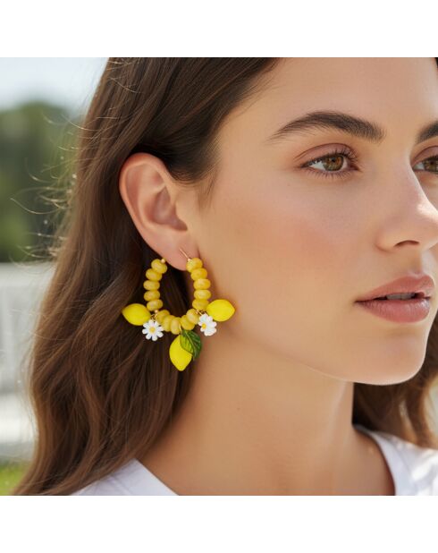 Boucles d'oreilles Mentone Steel doré/jaune