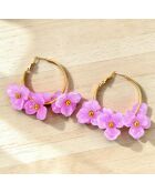 Boucles d'oreilles Lila Bouquet Steel doré/parme