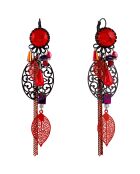 Boucles d'oreilles Cadician noir/rouge