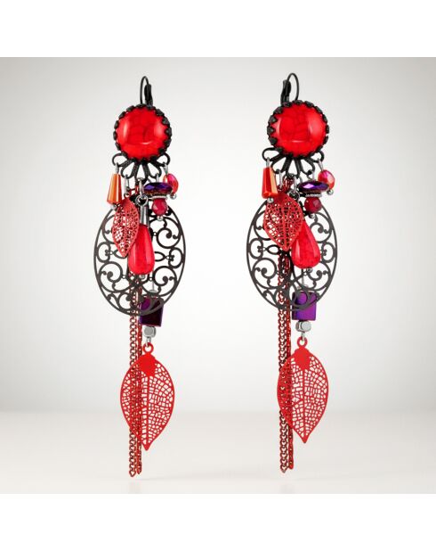 Boucles d'oreilles Cadician noir/rouge