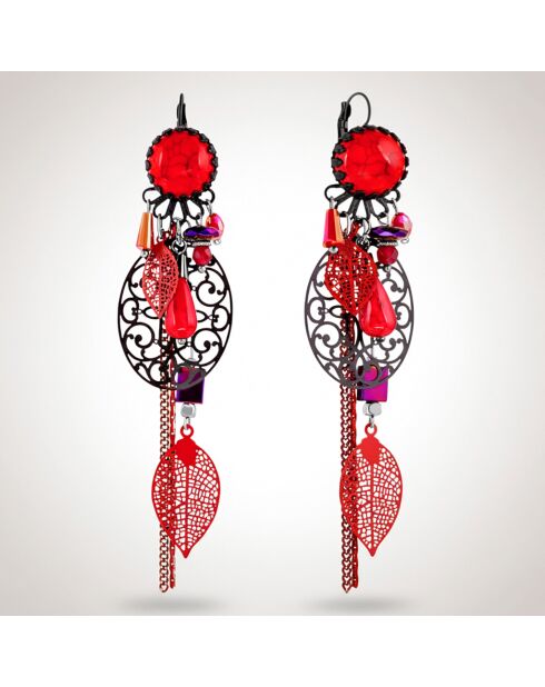 Boucles d'oreilles Cadician noir/rouge