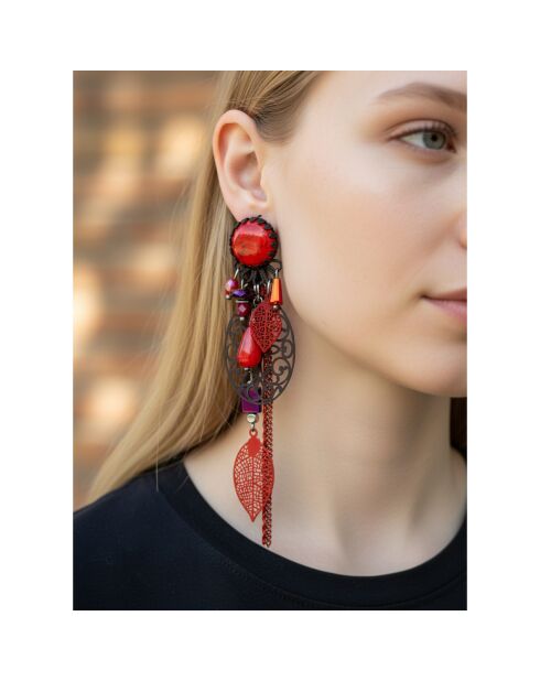 Boucles d'oreilles Cadician noir/rouge