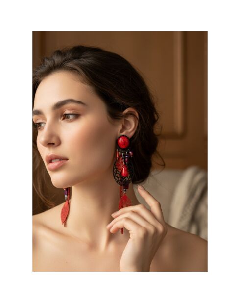 Boucles d'oreilles Cadician noir/rouge