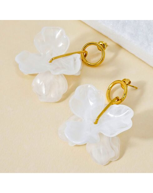 Petals Of Love goud/witte oorbellen