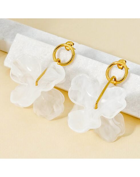 Petals Of Love goud/witte oorbellen